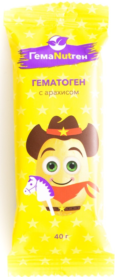 Гемаnutген Гематоген, плитка, 40 г, 1 шт, с арахисом фото