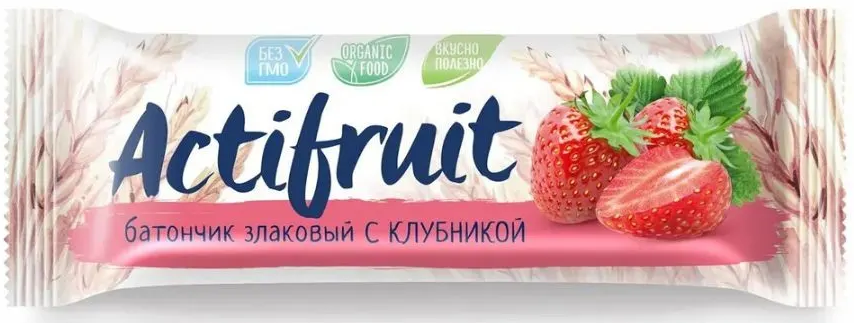 Актифрут, батончик злаковый, 24 г, 1 шт, клубника фото