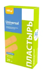 Help Пластырь медицинский бактерицидный универсальный стерильный, 20 шт, набор, 1.9 см х 7.2 см, 2.5 см х 7.2 см фото