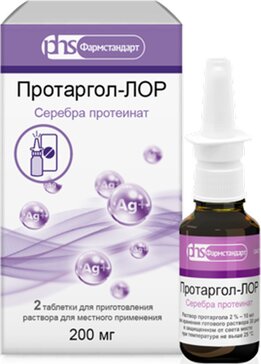 Протаргол-ЛОР, 200 мг, таблетки для приготовления раствора для местного применения, 2 шт, флакон с распылителем фото