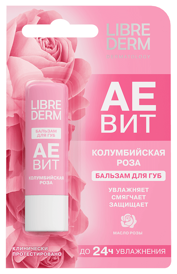 Librederm Аевит Бальзам для губ, бальзам, 4 г, 1 шт, колумбийская роза фото