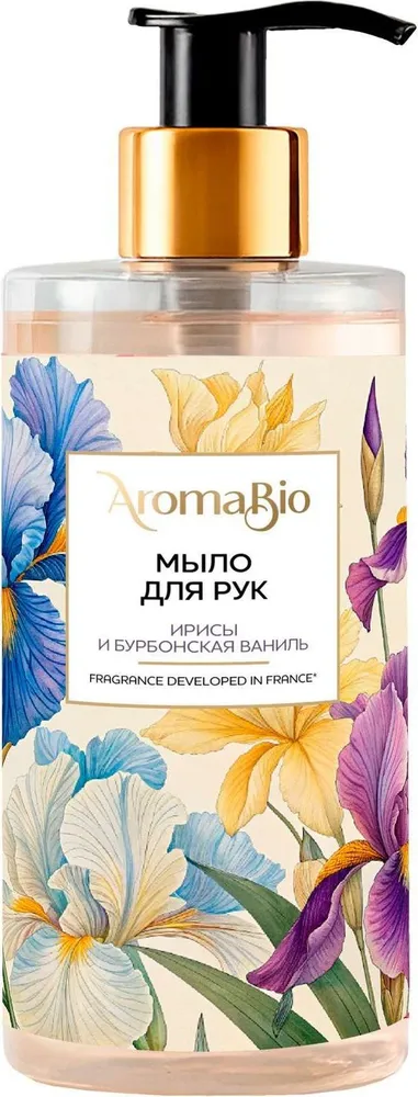 AromaBio мыло для рук, мыло жидкое, 290 мл, 1 шт, ирисы и бурбонская ваниль фото