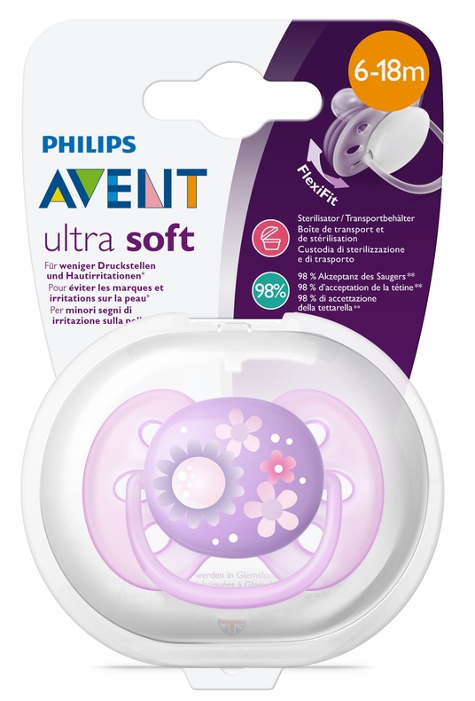AVENT Ultra Soft Пустышка силиконовая с футляром, 6-18 месяцев, 1 шт, для девочек, арт. SCF529/12 фото