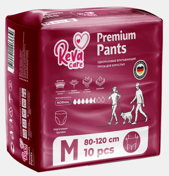 Reva Care Трусы впитывающие для взрослых, M (обхват бедер 80-120 см), 10 шт, 4.5 капли фото