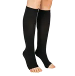 Чулки компрессионные до колена с открытым мыском, 1 класс компрессии, р. 3, пара, 1 шт, черного цвета фото