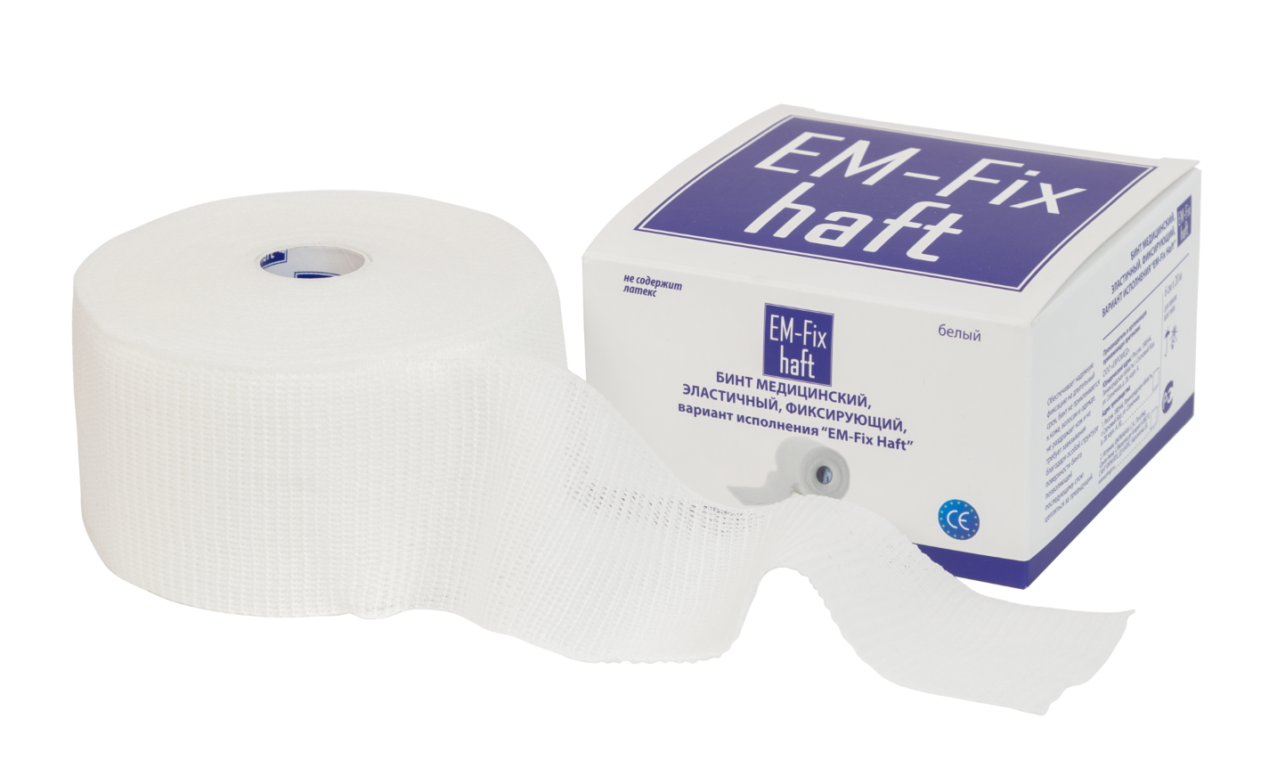 EM-Fix Haft Бинт медицинский эластичный самофиксирующийся, 6 см x 20 м, 1 шт, белого цвета фото