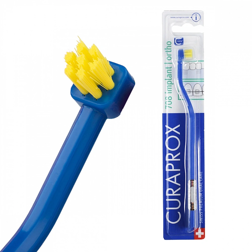 Curaprox CS 708 Implant Ortho зубная щетка для имплантов и ортоконструкций, щетка зубная, 1 шт, цвет в ассортименте фото