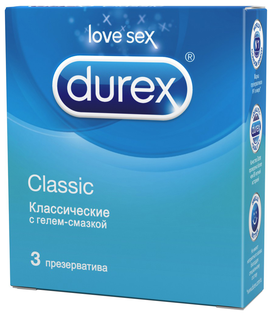 Durex Classic, презервативы, 3 шт, гладкие фото