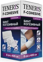 Teneris F-Cohesive Бинт когезивный самофиксирующийся, 8 см х 4 м, 1 шт, белого цвета, с латексом фото