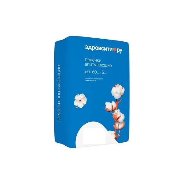 Здравсити Пеленки впитывающие одноразовые, 60 см x 60 см, 5 шт. фото