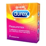 Durex Pleasuremax, презервативы, 3 шт, с ребрами и пупырышками фото