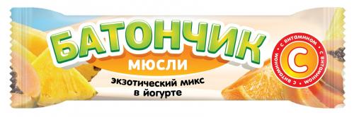 Батончик-мюсли с витамином С, 25 г, 1 шт, экзотический микс в йогурте фото
