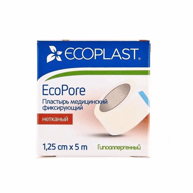 Ecoplast Ecopore Пластырь фиксирующий, 1.25х500 см, 1 шт, нетканая основа фото