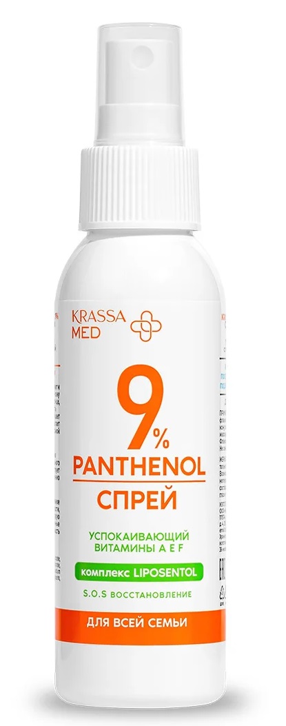 Krassa Med Пантенол спрей после загара успокаивающий, 9 %, спрей, 100 мл, 1 шт. фото