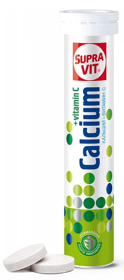 СупраВит Кальций + витамин С, 4 г, таблетки шипучие, 20 шт. фото