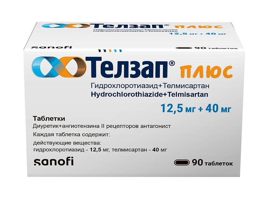 Телзап Плюс, 12.5 мг+40 мг, таблетки, 90 шт. фото