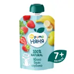 Фрутоняня детское пюре, пюре, 90 г, 1 шт, яблоко + банан + клубника фото