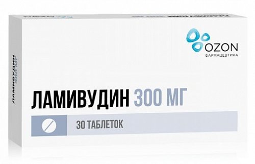Ламивудин, 300 мг, таблетки, покрытые пленочной оболочкой, 30 шт. фото