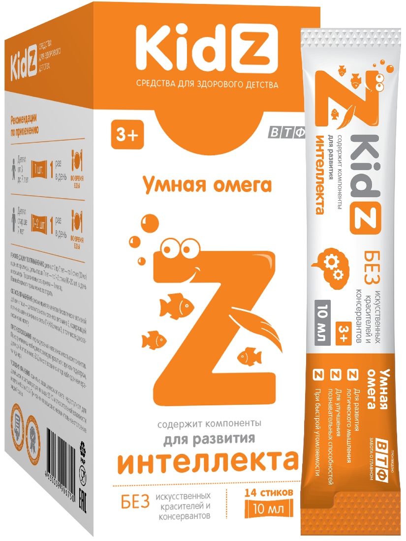 Kidz Умная Омега, сироп в стиках, 10 мл, 14 шт. фото