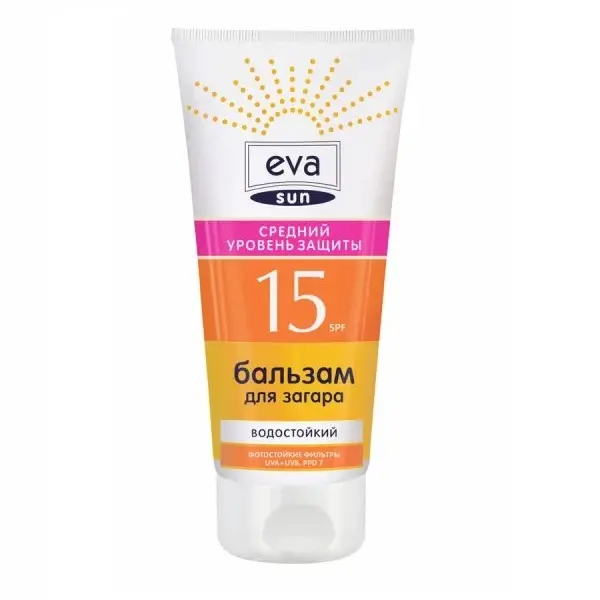 Eva Sun Бальзам для загара SPF15, бальзам для лица и тела, 200 мл, 1 шт, водостойкий фото