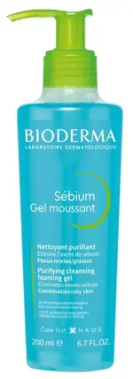 Bioderma Sebium Гель-мусс очищающий, гель для умывания, 200 мл, 1 шт, помпа фото