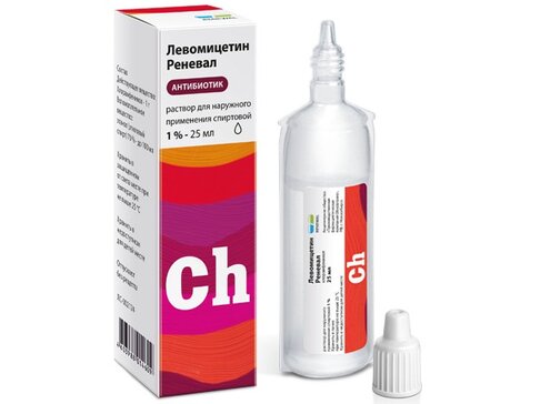 Левомицетин Реневал, 1%, раствор для наружного применения спиртовой, 25 мл, 1 шт. фото