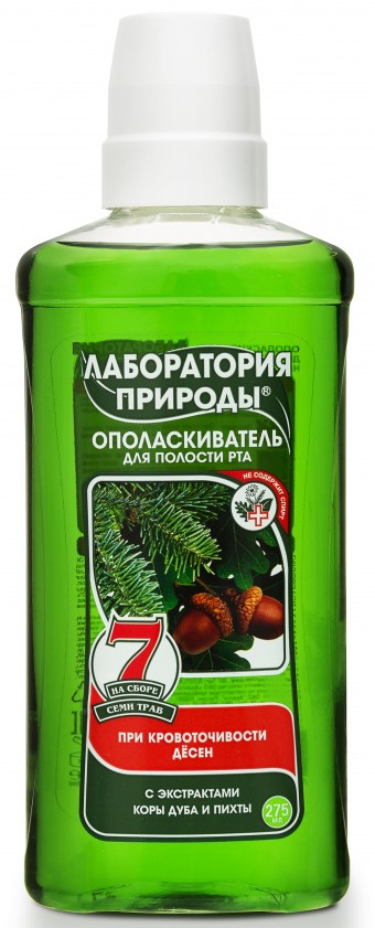 Лаборатория природы  При кровоточивости десен, ополаскиватель полости рта, 275 мл, 1 шт, кора дуба + пихта фото