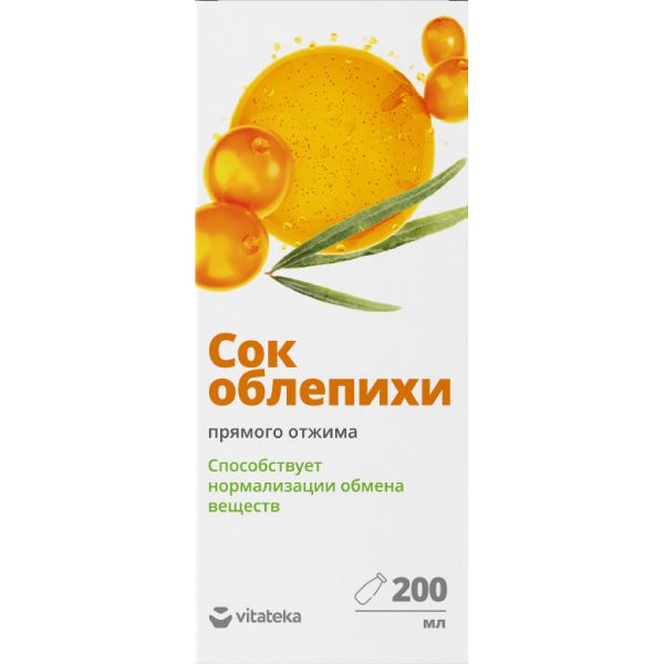 Витатека Сок облепихи прямого отжима, 200 мл, 1 шт. фото