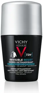Vichy Homme Invisible Resist Дезодорант-антиперспирант против белых и желтых пятен 72 ч, ролик, 50 мл, 1 шт. фото