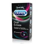 Durex Dual Extase, презервативы, 12 шт, рельефные с анестетиком фото 