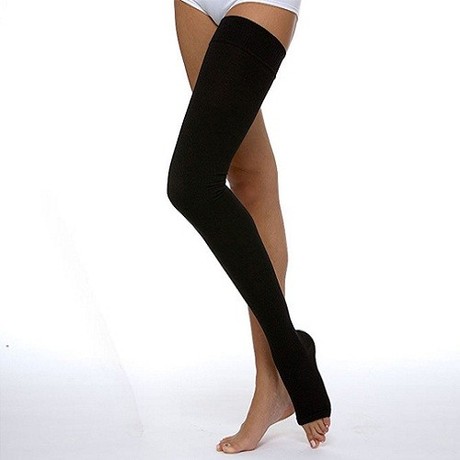 Чулок компрессионный до бедра с открытым мыском, 1 класс компрессии, р. 2, 1 шт, черного цвета фото