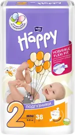 Bella Baby Happy Mini Подгузники детские, р. 2, 38 шт, 3-6кг фото