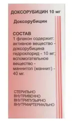 Доксорубицин, 10 мг, лиофилизат для приготовления раствора для внутрисосудистого и внутрипузырного введения, 1 шт. фото 