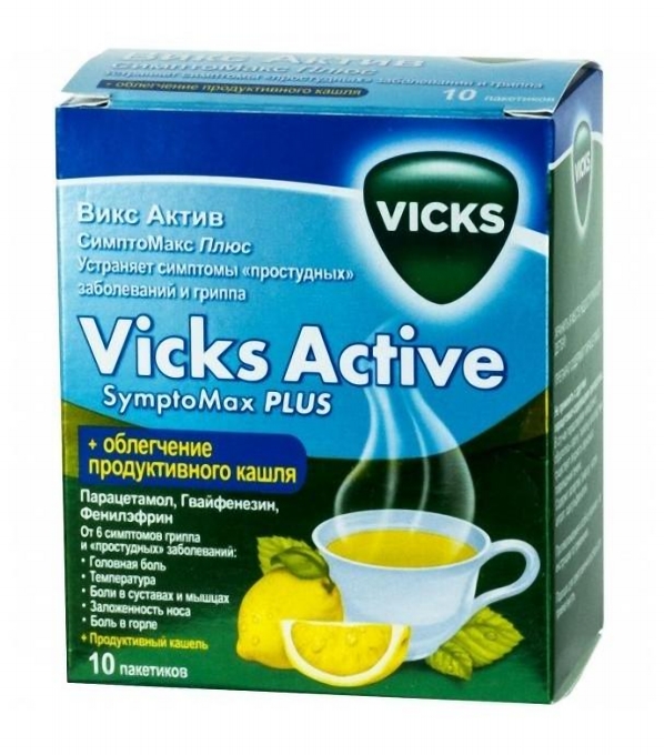 Викс Актив СимптоМакс Плюс, порошок для приготовления раствора для приема внутрь, 5 г, 10 шт. фото