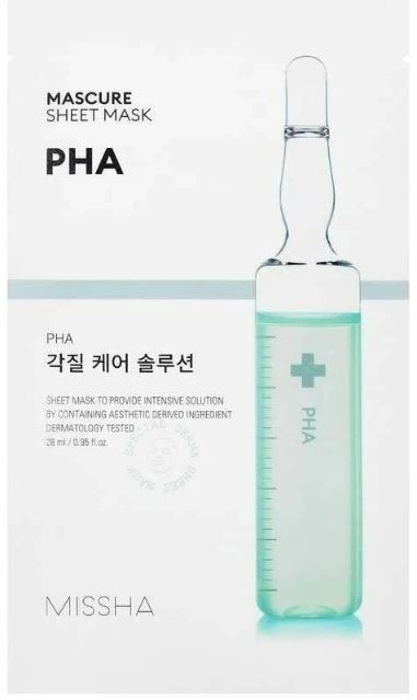 Missha Mascure маска отшелушивающая для лица с PHA кислотами для тонкой и чувствительной кожи, тканевая маска для лица, 28 мл, 1 шт. фото