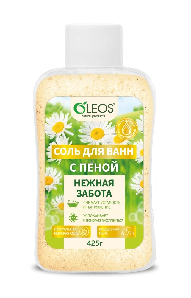 Oleos соль для ванн с пеной нежная забота, соль для ванн, 425 г, 1 шт. фото