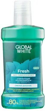 Global White Ополаскиватель освежающий Антитабак, 300 мл, 1 шт, с экстрактами оливы и петрушки фото