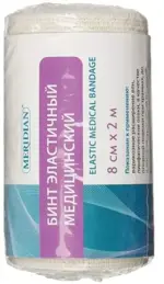 Meridian Бинт медицинский эластичный, 8 см х 2 м, 1 шт, средней растяжимости фото