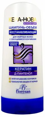 Floresan Кера-нова Шампунь-объем восстанавливающий, шампунь, 400 мл, 1 шт, для волос жирных у корней и сухих на кончиках, Ф-209 фото