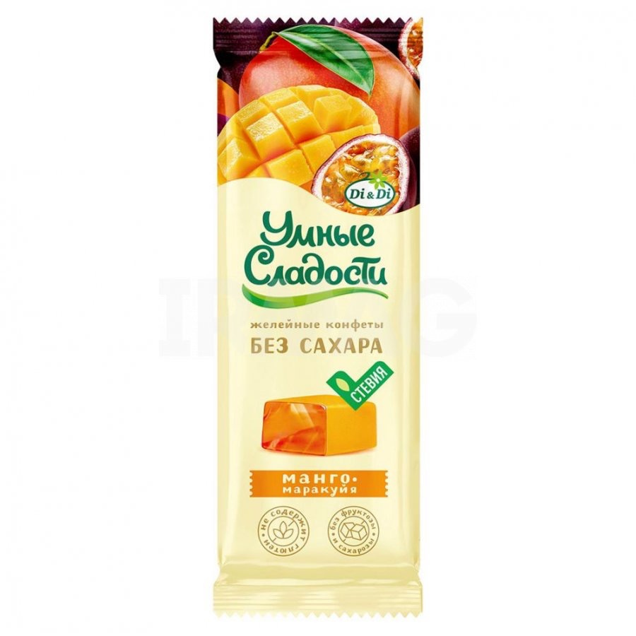 Умные сладости конфеты желейные на стевии, 90 г, 1 шт, манго + маракуйя фото