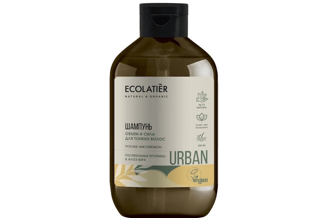 Ecolatier Шампунь Объем и сила для тонких волос, шампунь, 600 мл, 1 шт, растительные протеины и алоэ вера фото