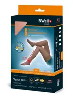 B.Well Med Чулки компрессионные прозрачные, 2 класс компрессии (22-32 mmHg), р. 4, пара, 1 шт, цвет сафари, арт. JW-222, с ажурной резинкой фото