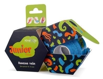 Kinexib Classic Junior кинезио тейп детский, 4 см х 4 м, кинезио тейп, 1 шт, синий, с рисунком фото