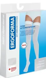 Ergoforma 257 Чулки антиэмболические 1 класса компрессии (18-21 mmHg), р. 1, пара, 1 шт, белого цвета, с отверстием под пальцами фото