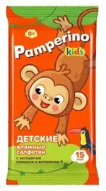 Pamperino kids салфетки влажные, салфетки влажные, 15 шт, ромашка и витамин Е фото