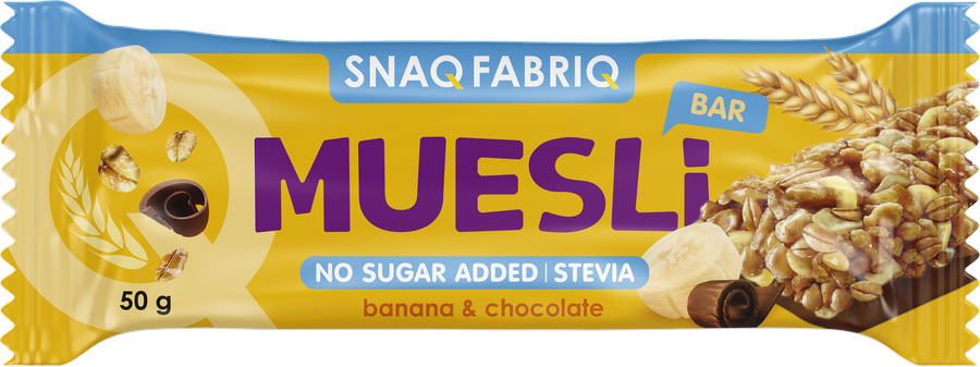 Snaq Fabriq батончик-мюсли с молочным шоколадом, батончик, 50 г, 1 шт, банан фото