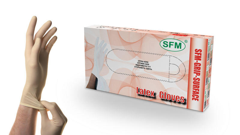 SFM Перчатки смотровые латексные неопудренные нестерильные, Medium M (7-8), пара, 50 шт. фото