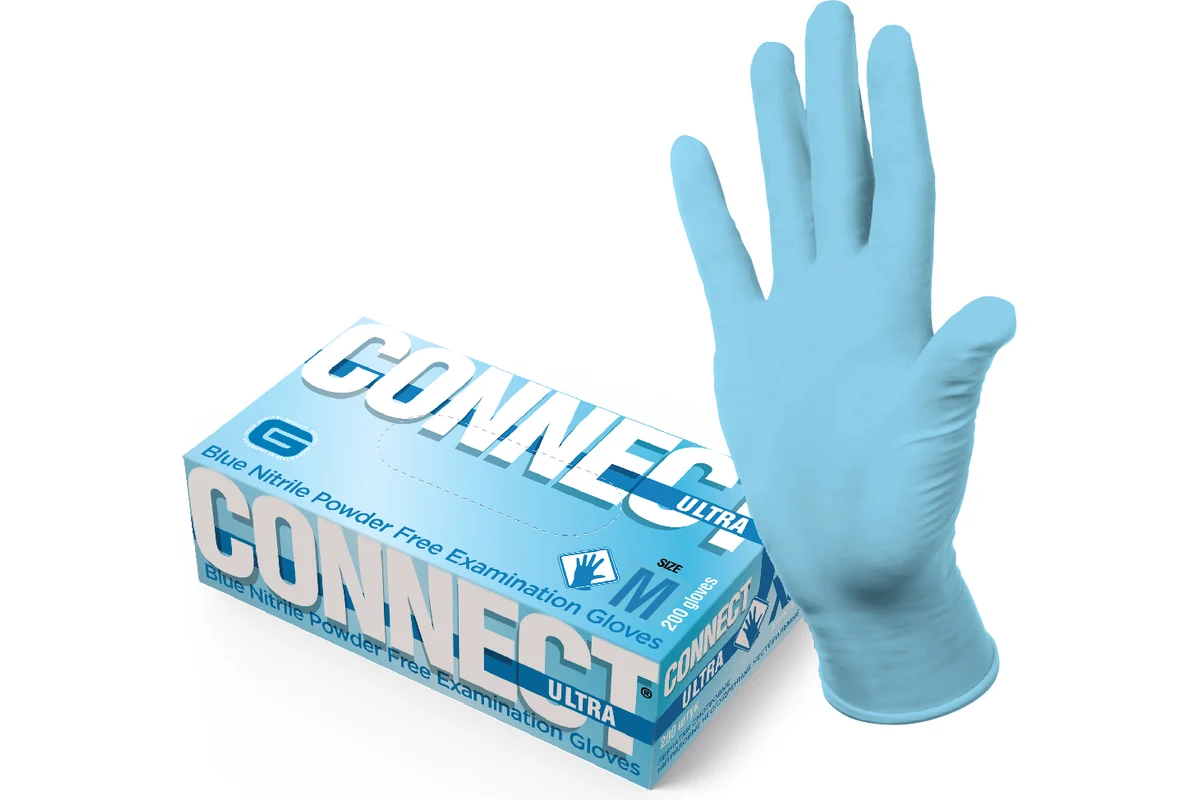 Connect Ultra Перчатки смотровые нитриловые нестерильные неопудренные текстурированные, M, перчатки, пара, 100 шт. фото