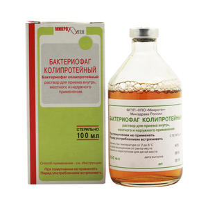 Бактериофаг колипротейный, раствор для приема внутрь, местного и наружного применения, 100 мл, 1 шт. фото