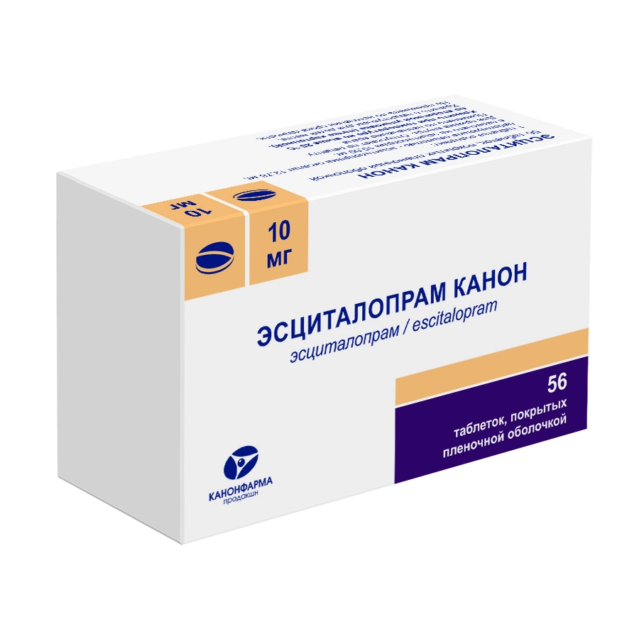 Эсциталопрам Канон, 10 мг, таблетки, покрытые пленочной оболочкой, 56 шт. фото